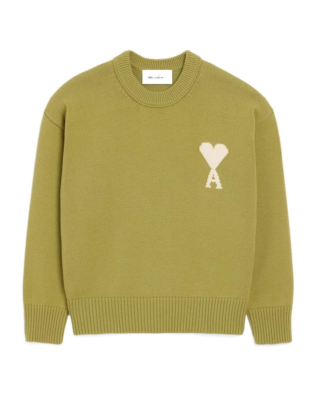 AMI Green Ami Ami De Coeur Crewneck Jumper for men