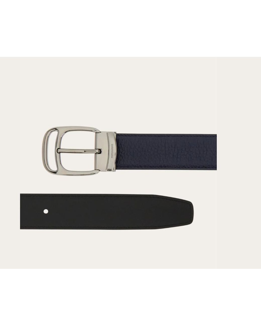 Ferragamo White Ferragamo Reversible Buckle Textured Belt for men