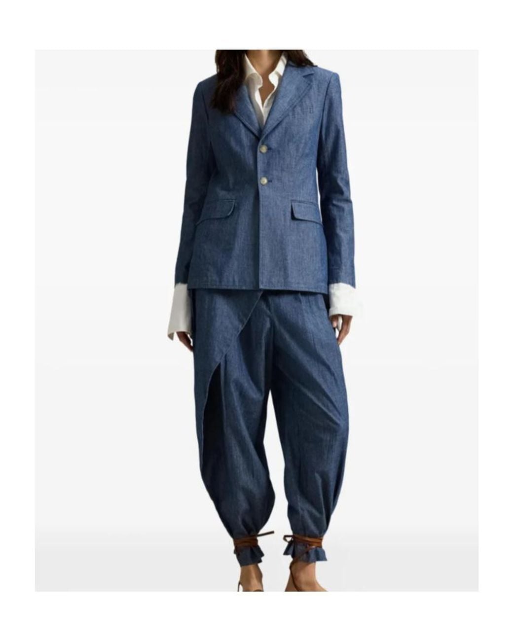Polo Ralph Lauren Blue Single-Breasted Chambray Blazer