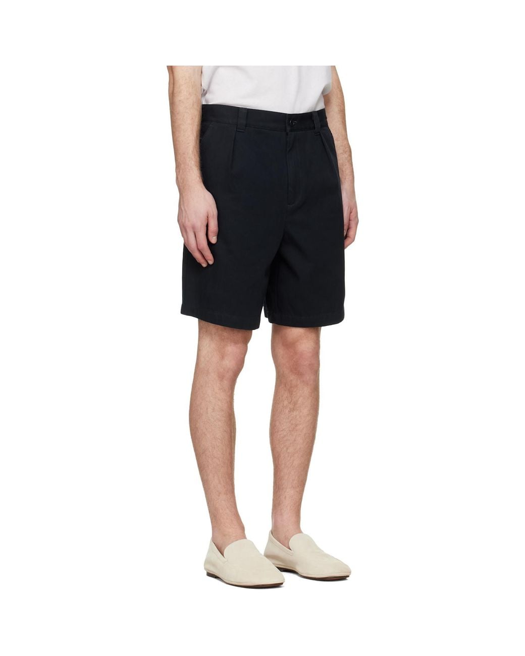 A.P.C. Blue Pleated Bermuda Shorts for men