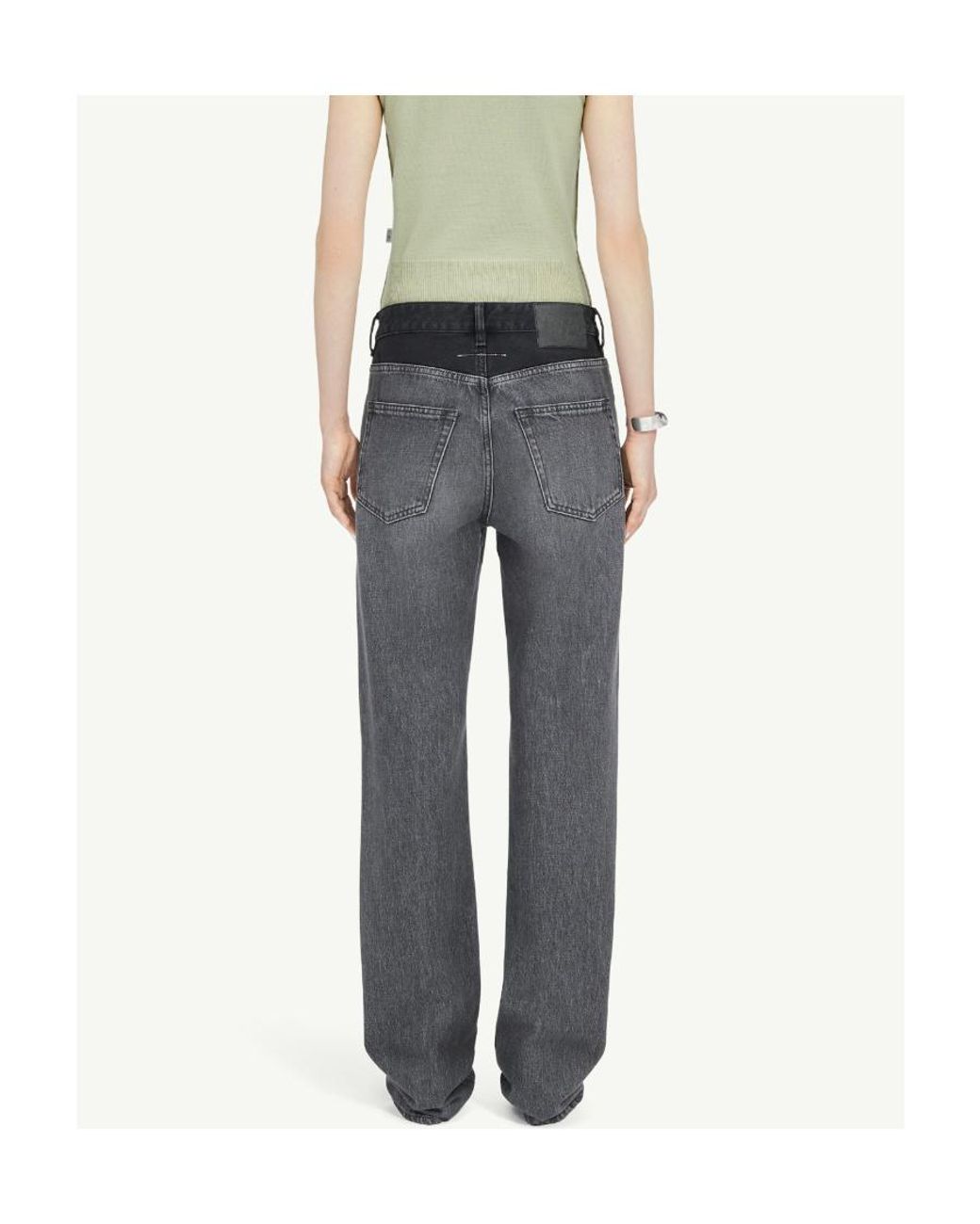 MM6 by Maison Margiela Gray Logo Patch Slim Cut Jeans