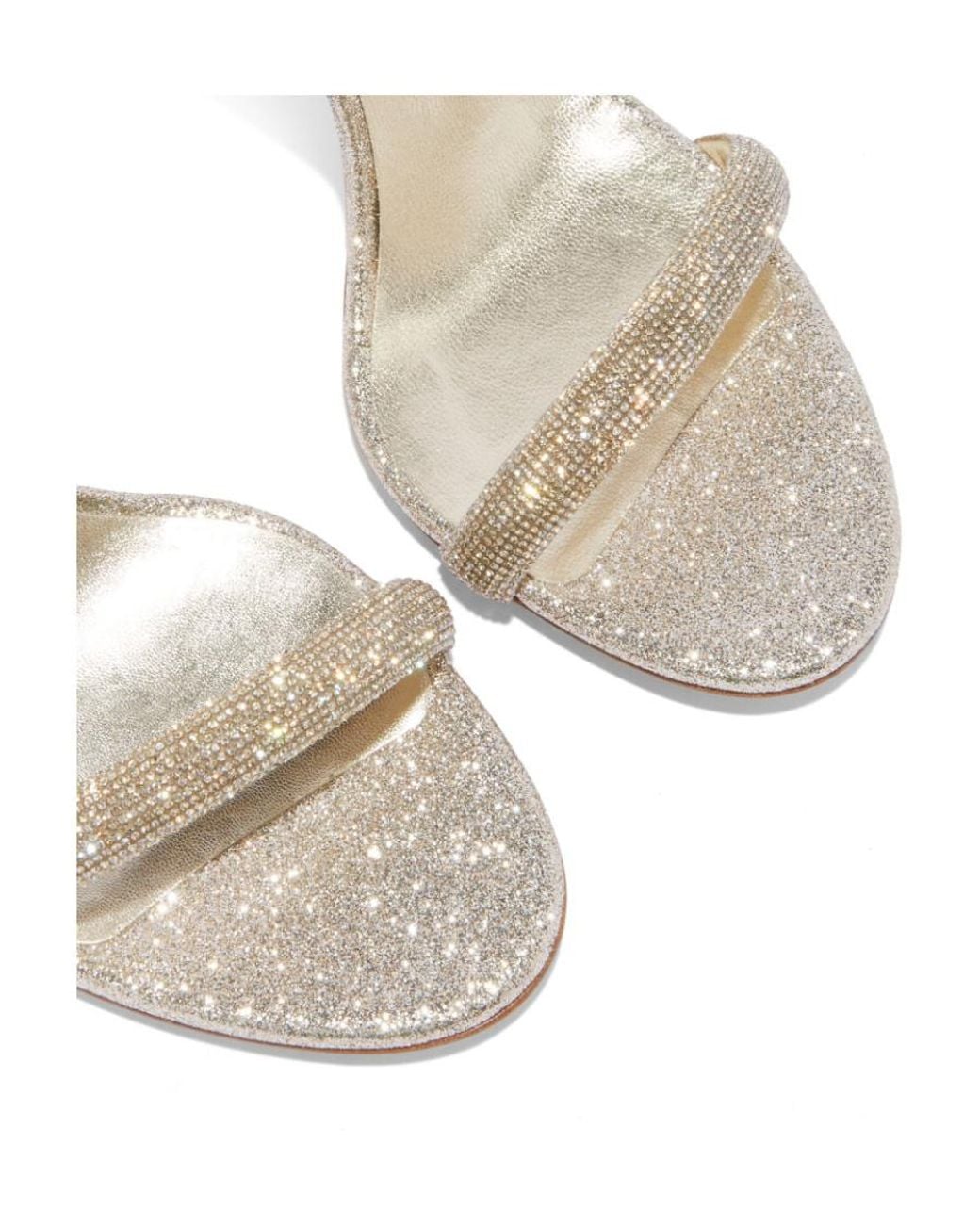 Casadei White Glittered High-Heeled Sandals