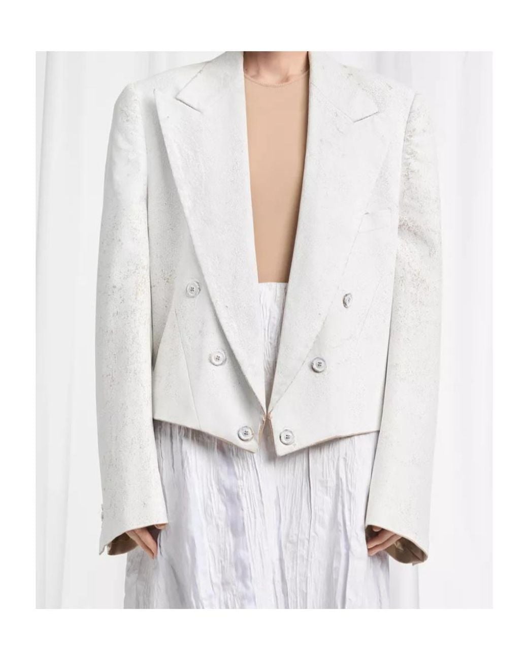 Maison Margiela White Bianchetto Double-Breasted Wool Blazer
