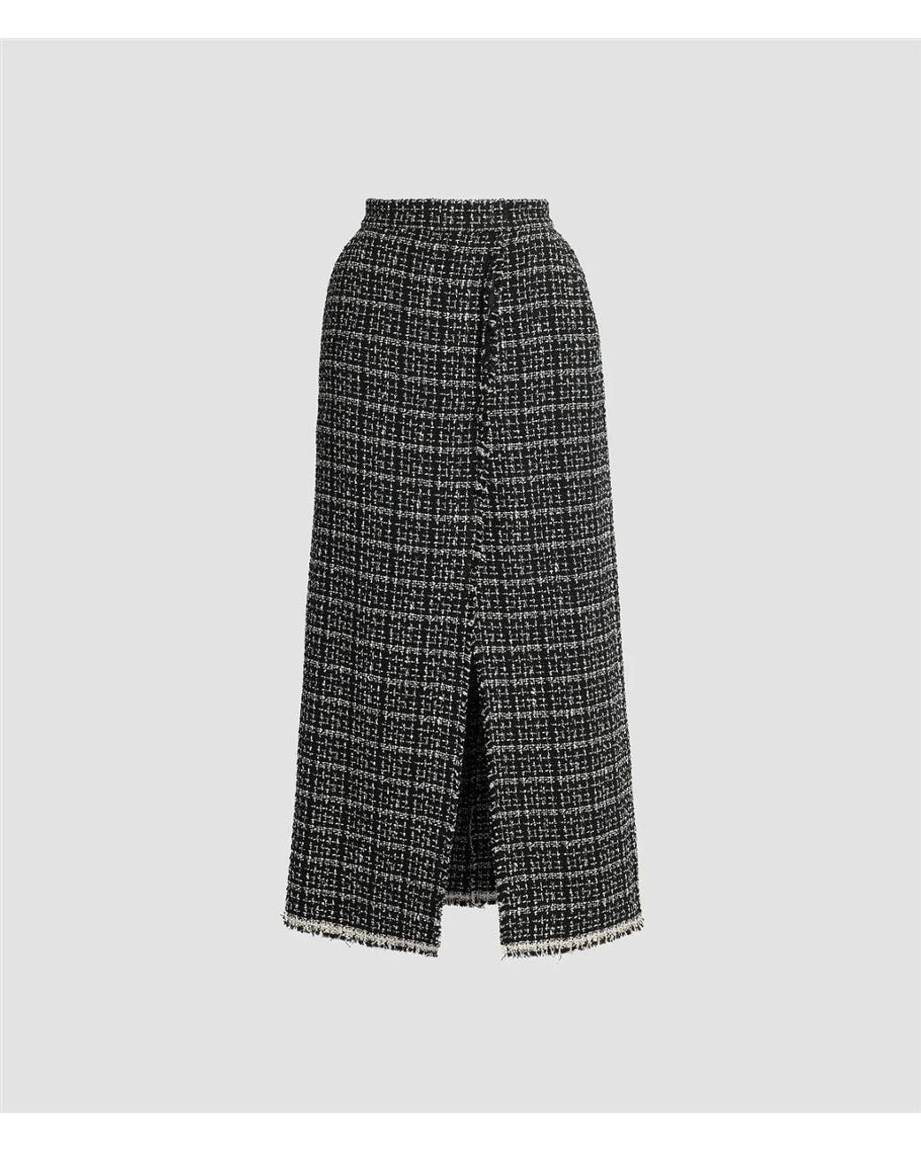 Erdem Gray Tweed Midi Pencil Skirt