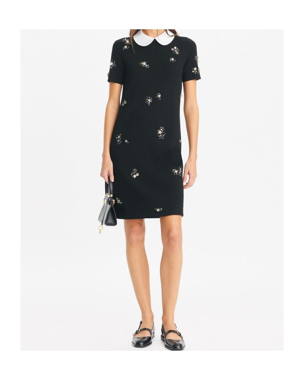 Tory Burch Black Rhinestone-Embellished Sweater Dress