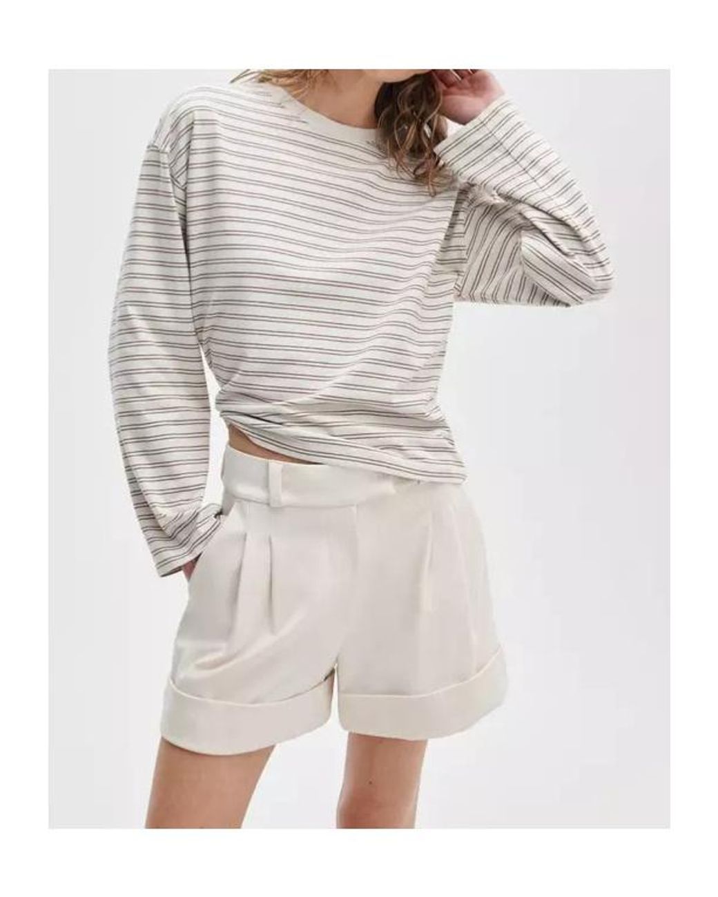 Rag & Bone White Kelly Boxy Striped Long-Sleeve T-Shirt