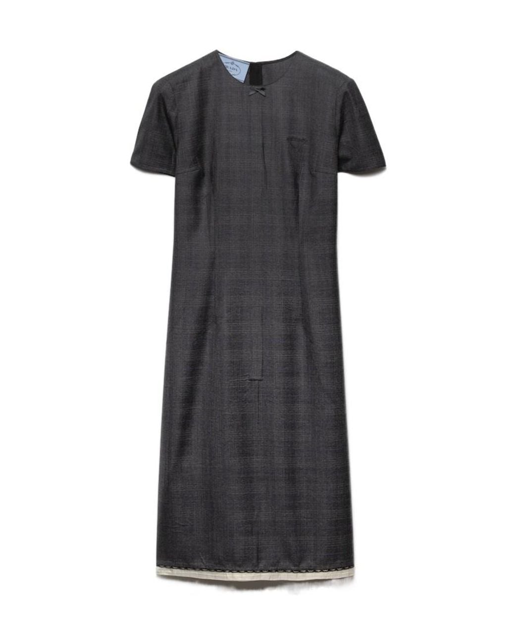 Prada Black Checked Wool Dress