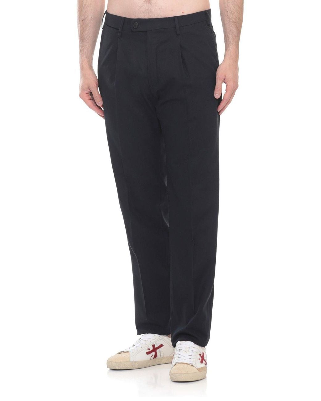 Incotex Blue Pleated Straight-Leg Pants for men