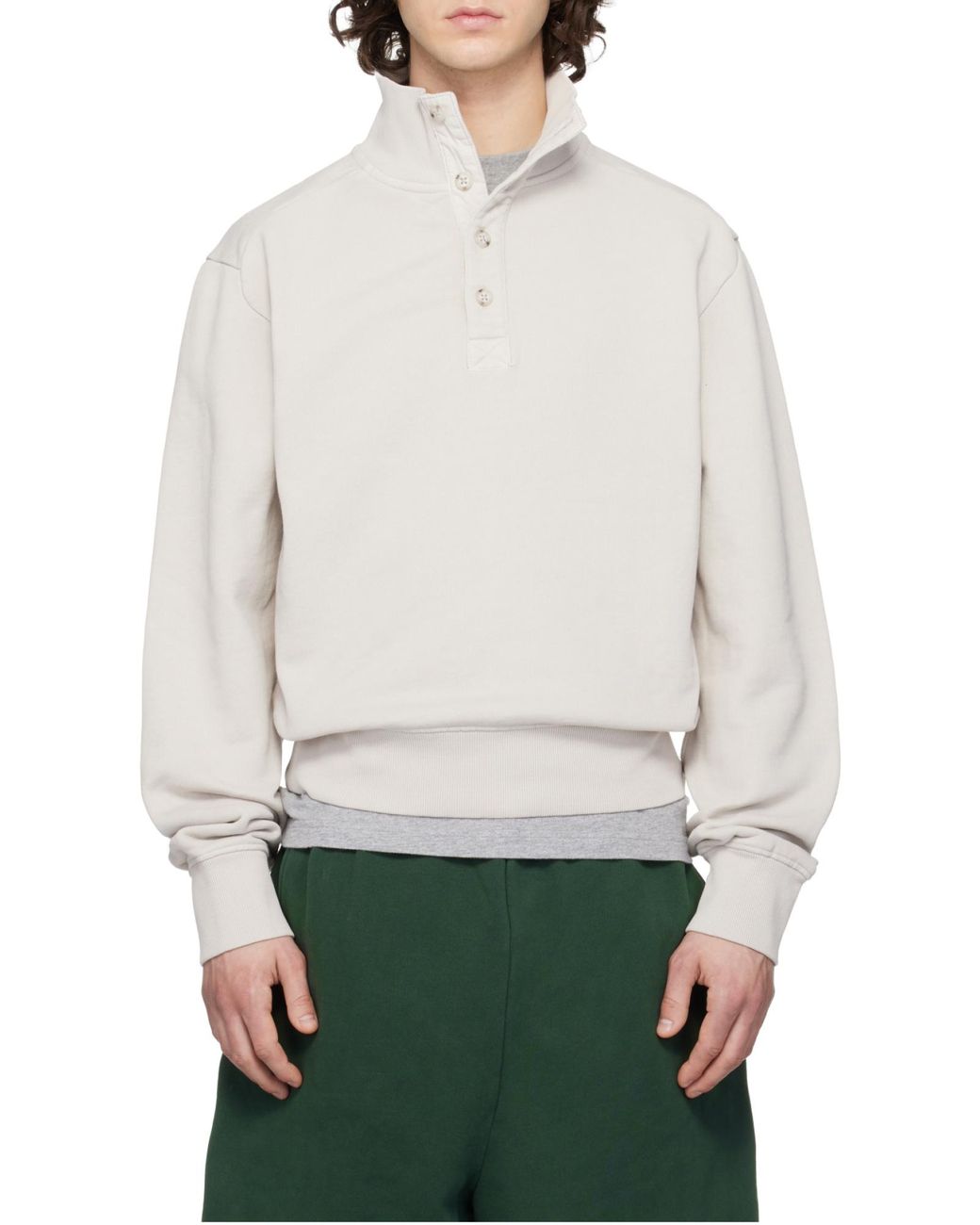 Entire studios Gray Buttoned Stand-Collar Sweater