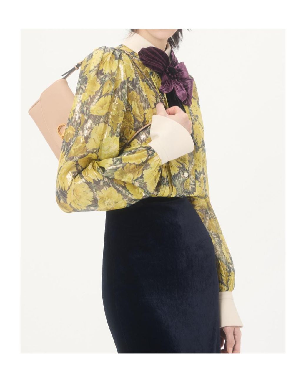 Valentino Yellow Floral Printed Long Sleeved Shirt