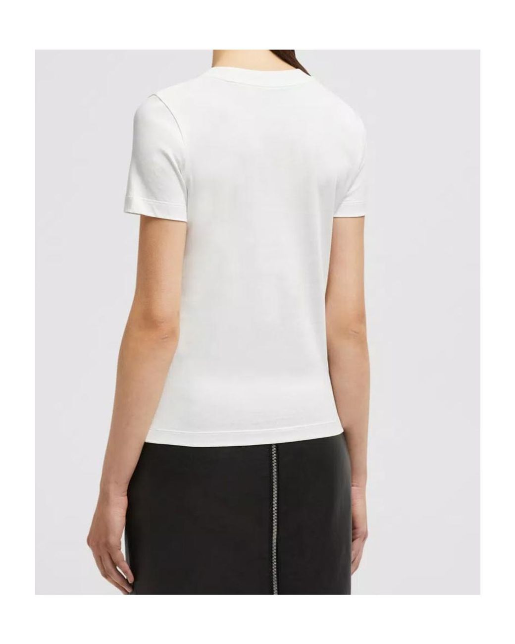 Moncler White Logo Embellished Crewneck T-Shirt