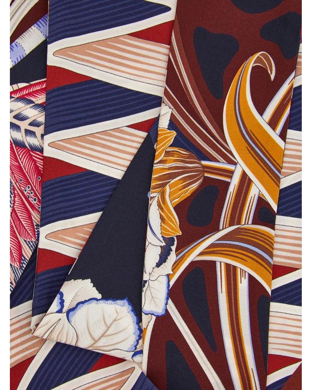 Ferragamo Blue Flowers And Butterflies Print Silk Mini Bandeau