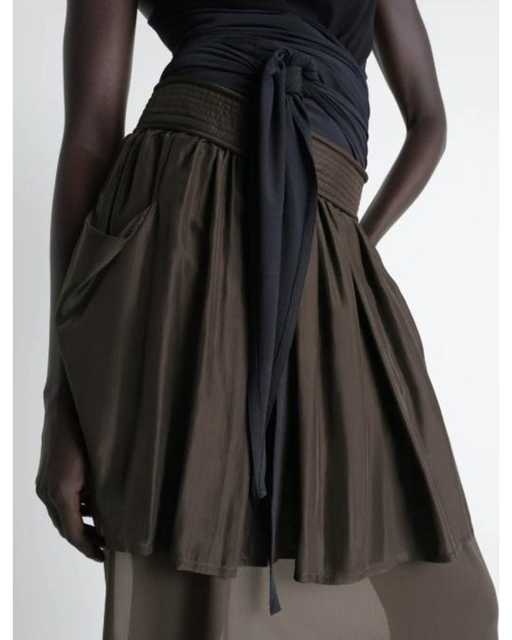 Lemaire Gray Pockets Draped Asymmetric Skirt