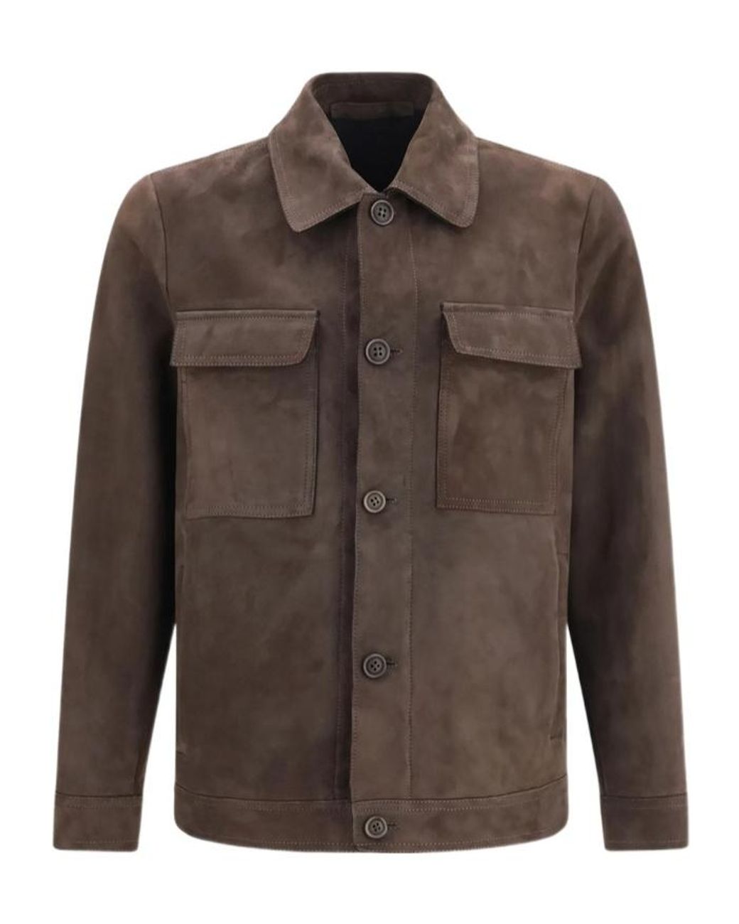 Salvatore Santoro Brown Santoro Button-Up Suede Jacket for men
