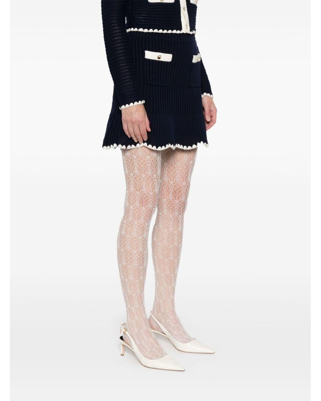 Self-Portrait Black Crochet Knitted Mini Skirt