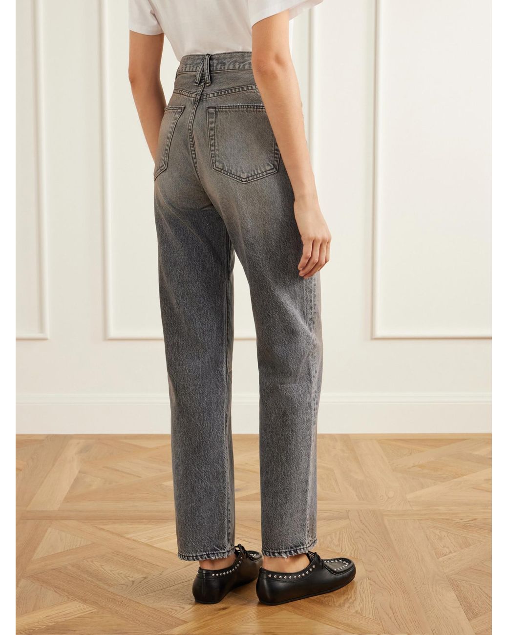 SLVRLAKE Denim Gray High-Waisted Straight-Leg Jeans