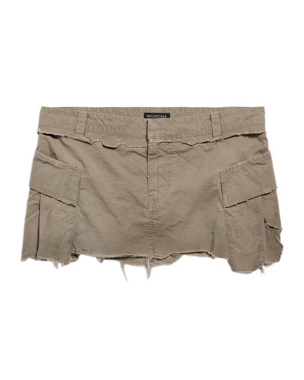 Balenciaga Natural Distressed Mini Skirt