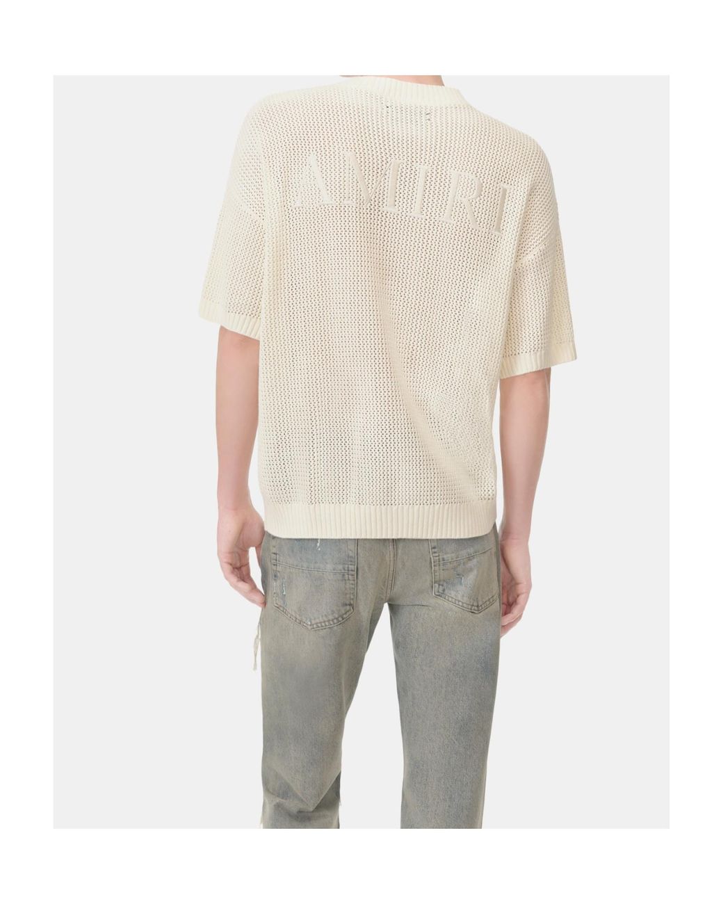 Amiri White Open-Knit Short-Sleeve T-Shirt for men