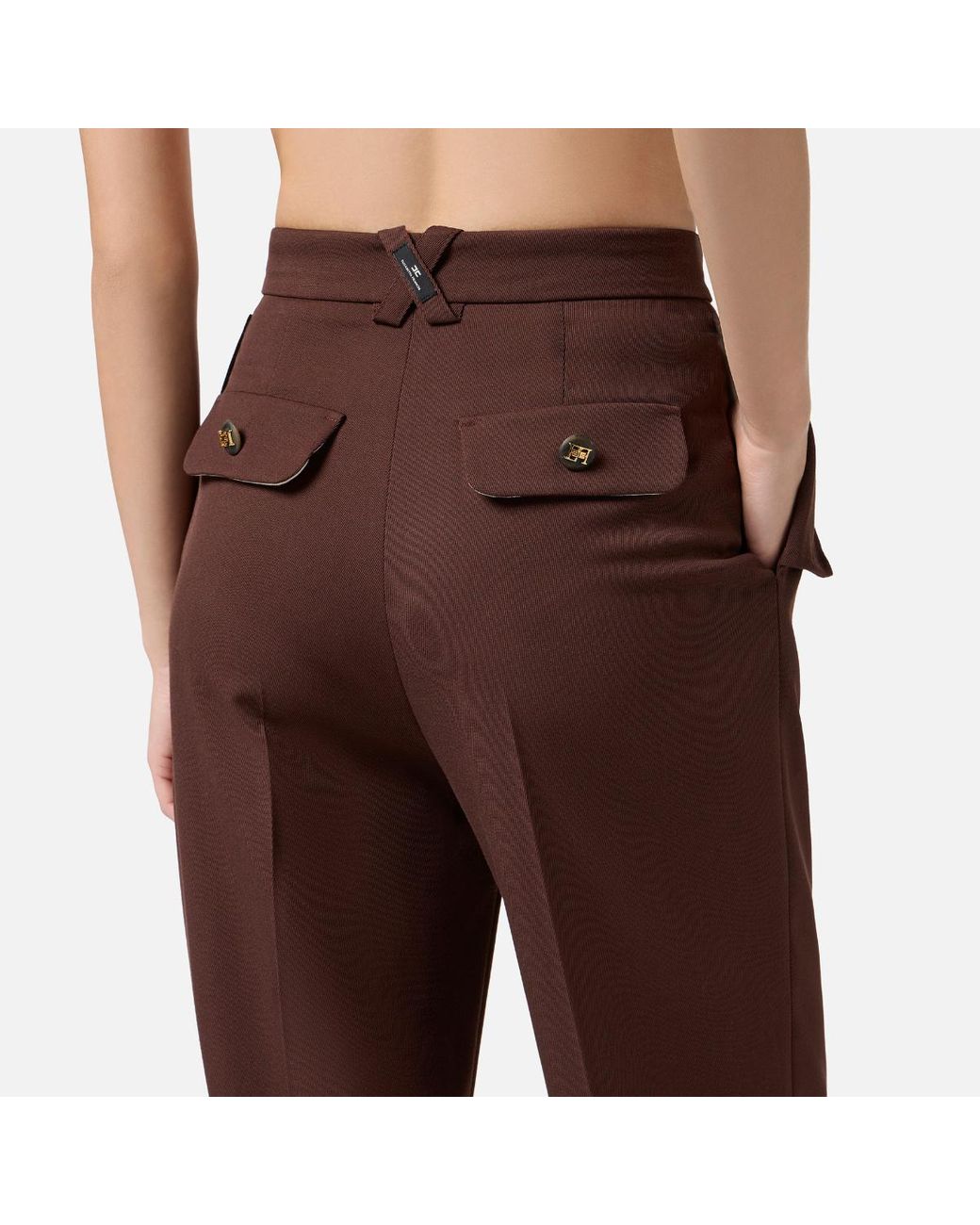 Elisabetta Franchi Brown Gabardine Trousers