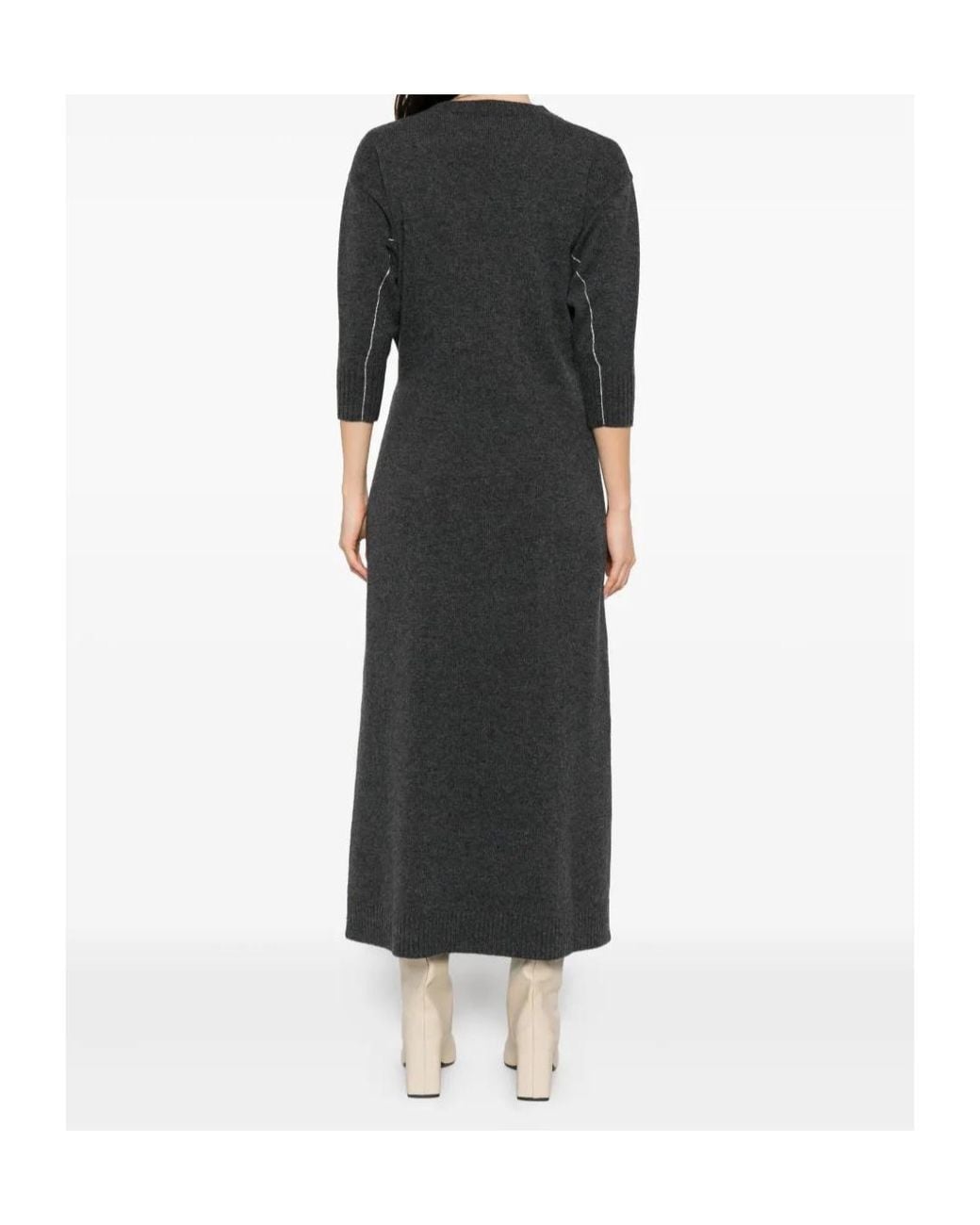 Rabanne Black Layered Knitted Midi Dress