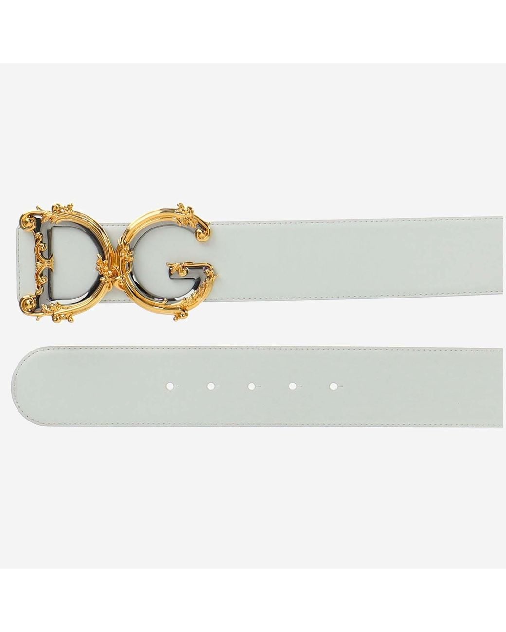 Dolce & Gabbana White Baroque Dg Logo Belt