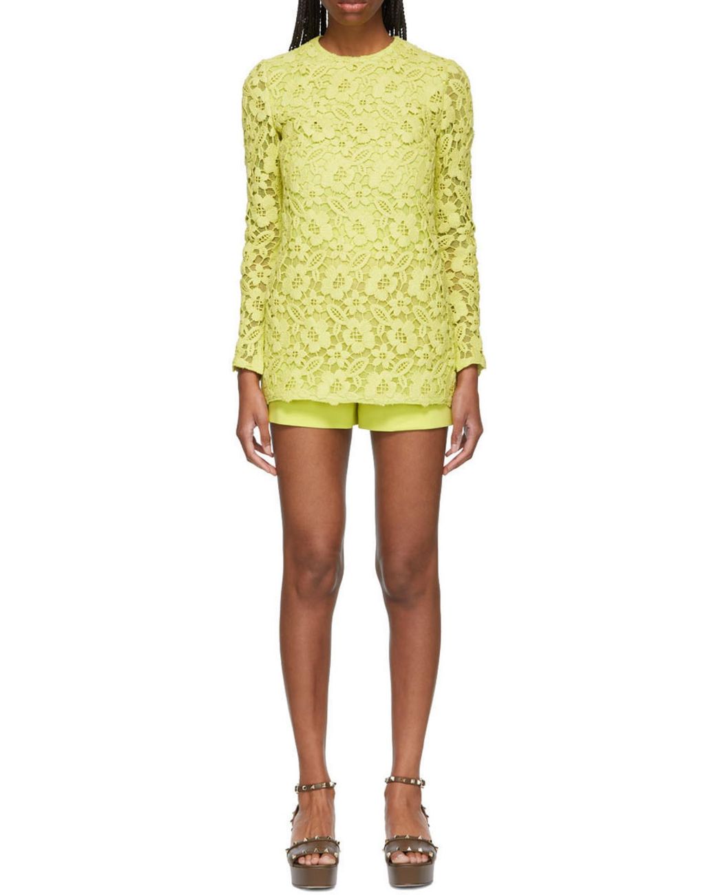 Valentino Yellow Logo Short Jumpsuit