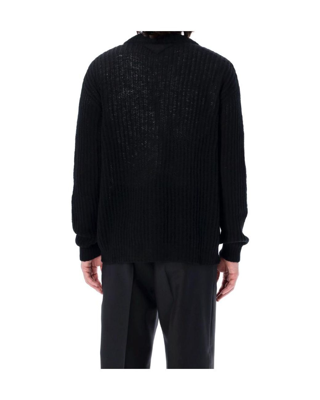 Prada Black V-Neck Knitted Cardigan for men
