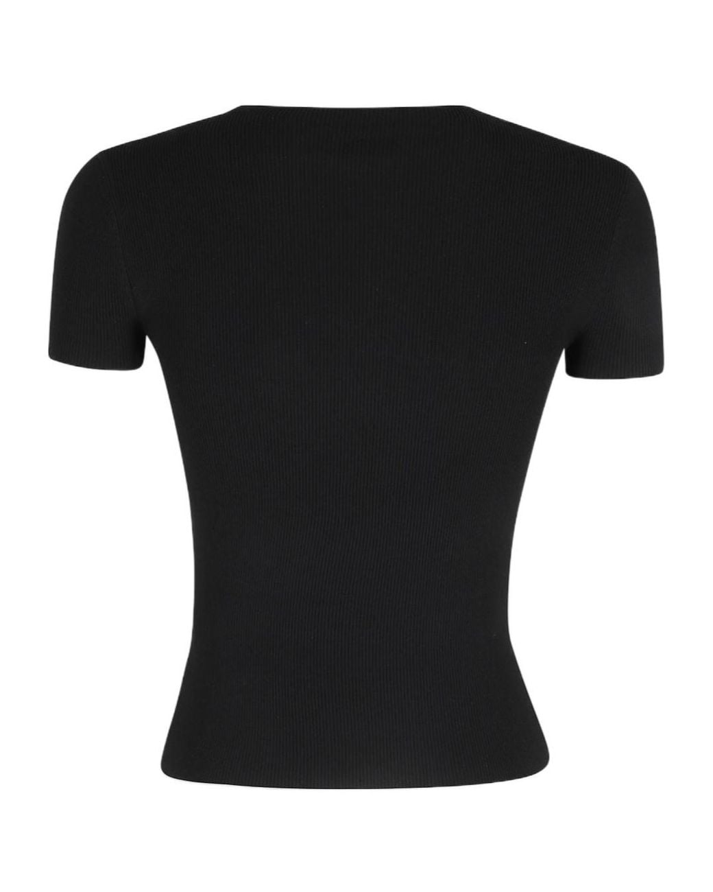 Alexander Wang Black Logo Ribbed Knitted Top