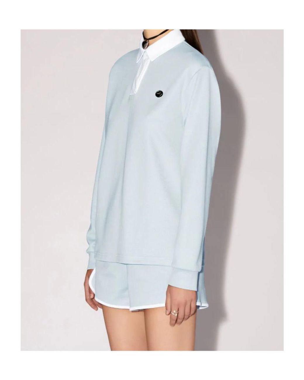 Ambush Blue Logo Plaque Long Sleeved Polo Shirt