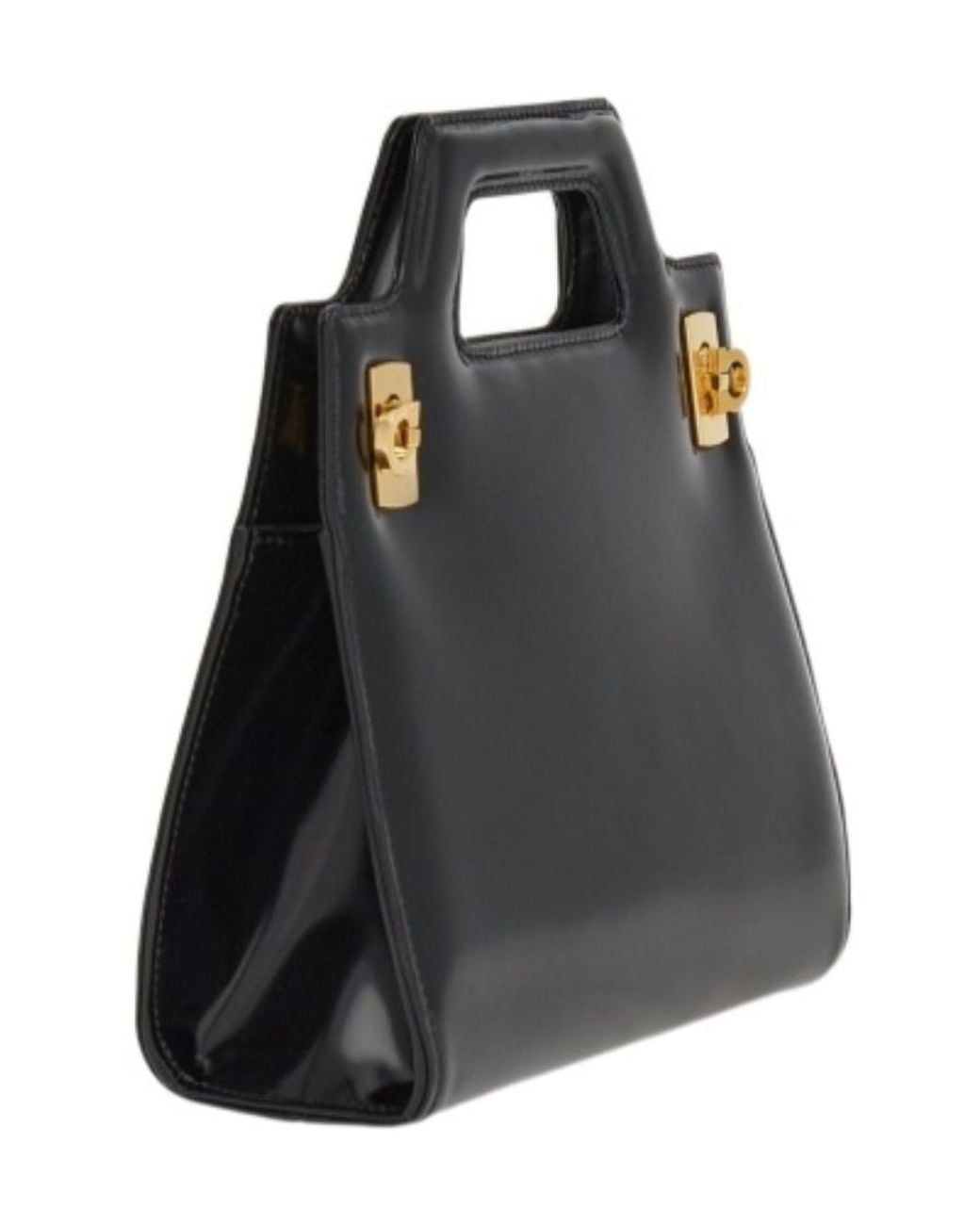 Ferragamo Black Ferragamo Wanda Flip-Lock Fastened Mini Tote Bag