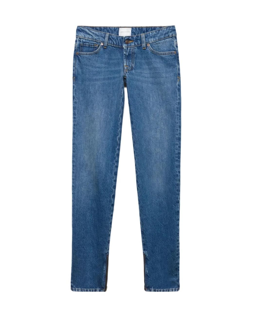7 For All Mankind Blue Y2K Whiskered Zip-Detail Jeans