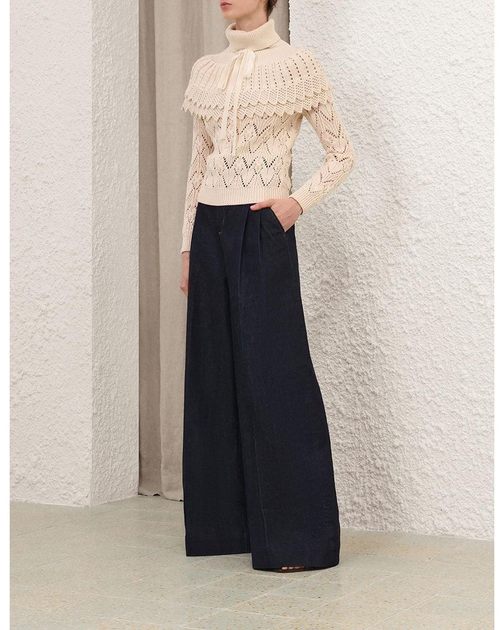 Zimmermann Natural Hypnotic Ruffled Collar Sweater