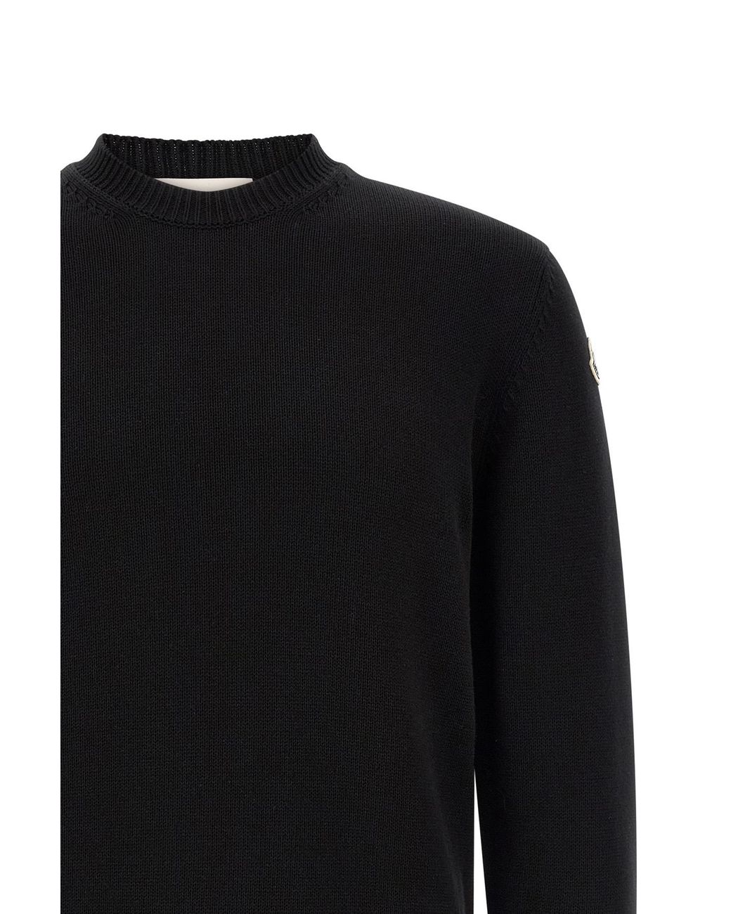 Moncler Black Logo Patch Crewneck Jumper for men