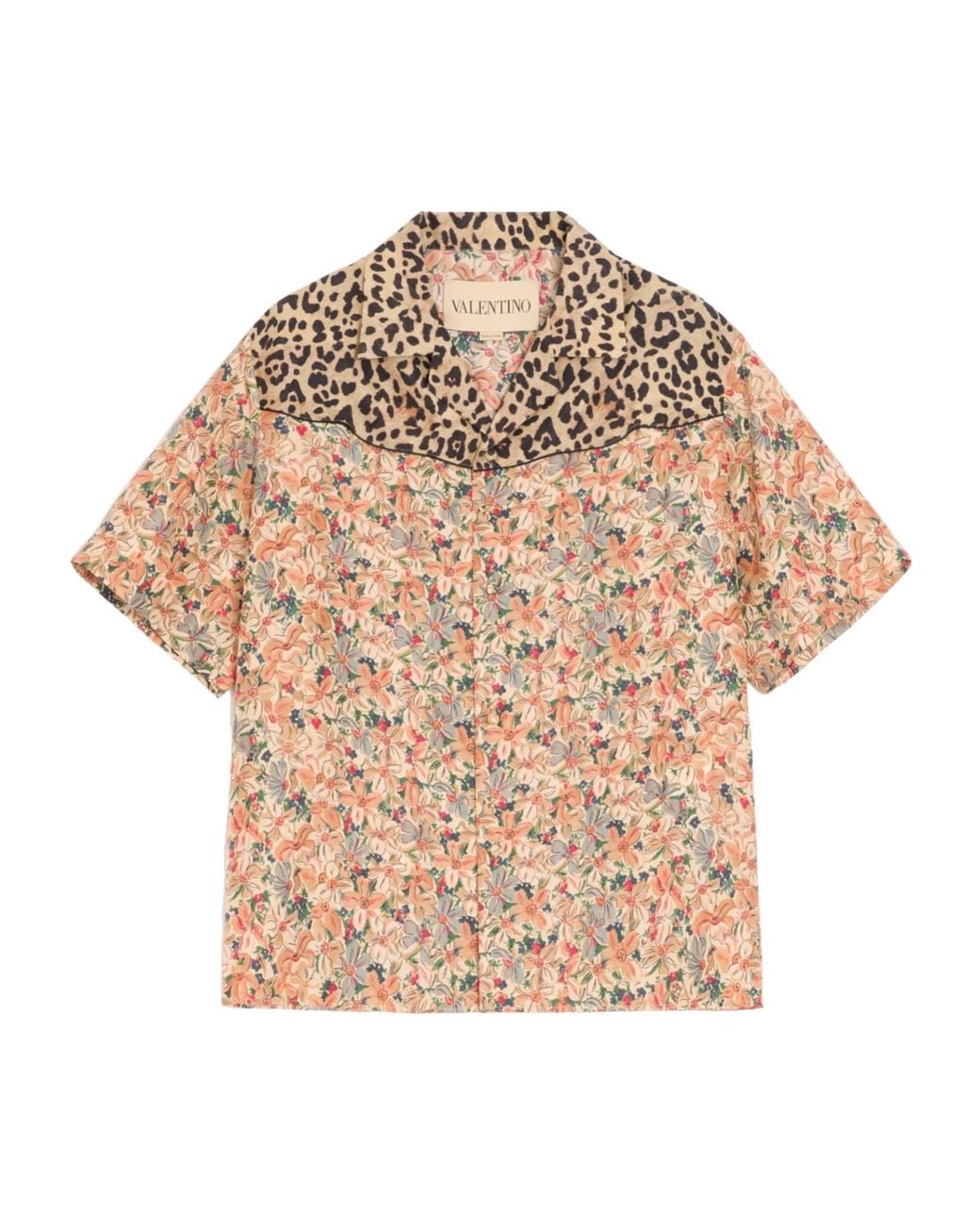Valentino Natural Pattern-Printed Short-Sleeved Shirt for men
