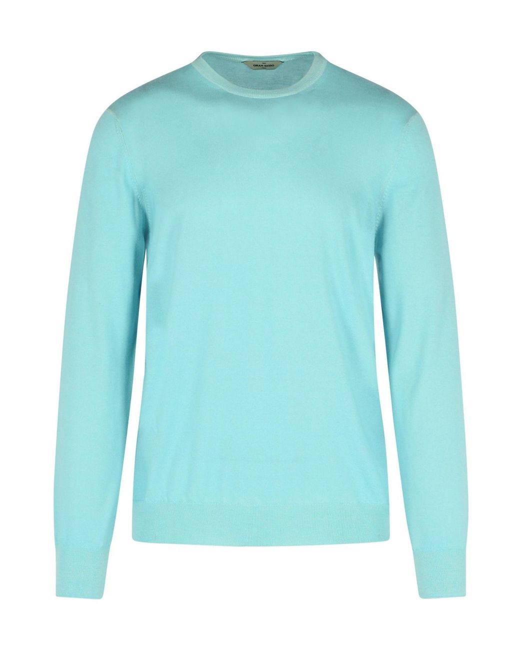 Gran Sasso Blue Crewneck Ribbed Jumper for men