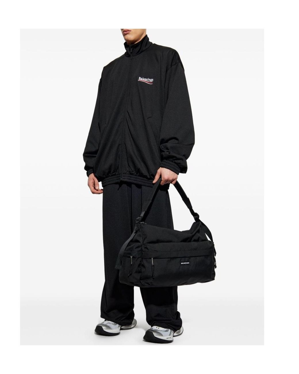 Balenciaga Black Logo Printed Zip-Up Jacket for men