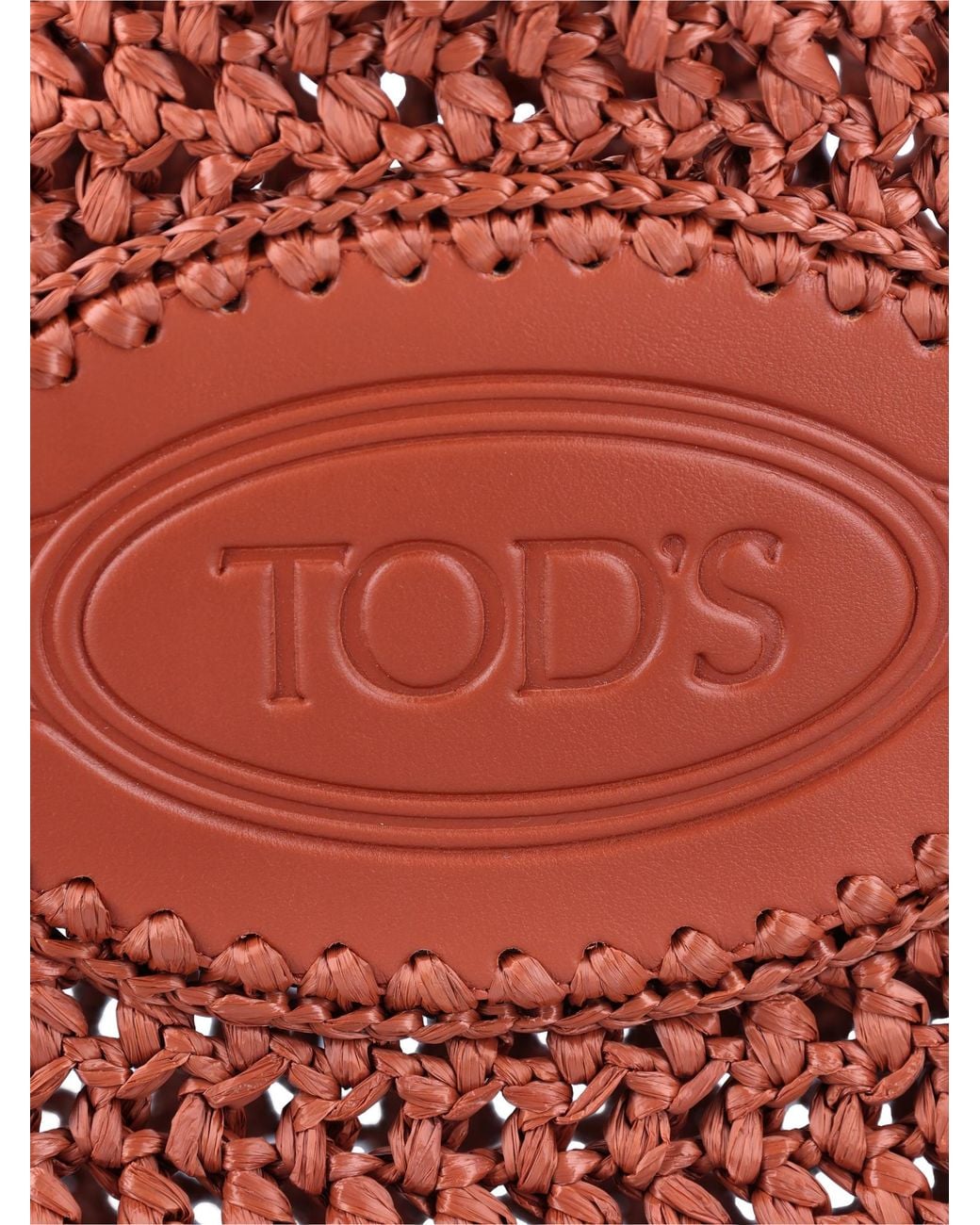 Tod's Red Woven Logo Raffia Shoulder Bag