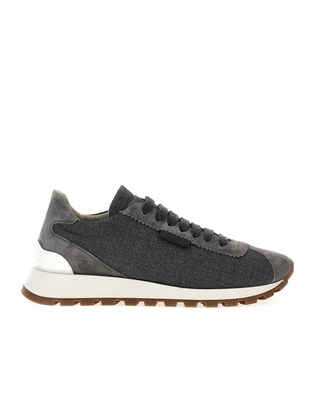 Brunello Cucinelli Gray Monile-Detailed Low-Top Sneakers