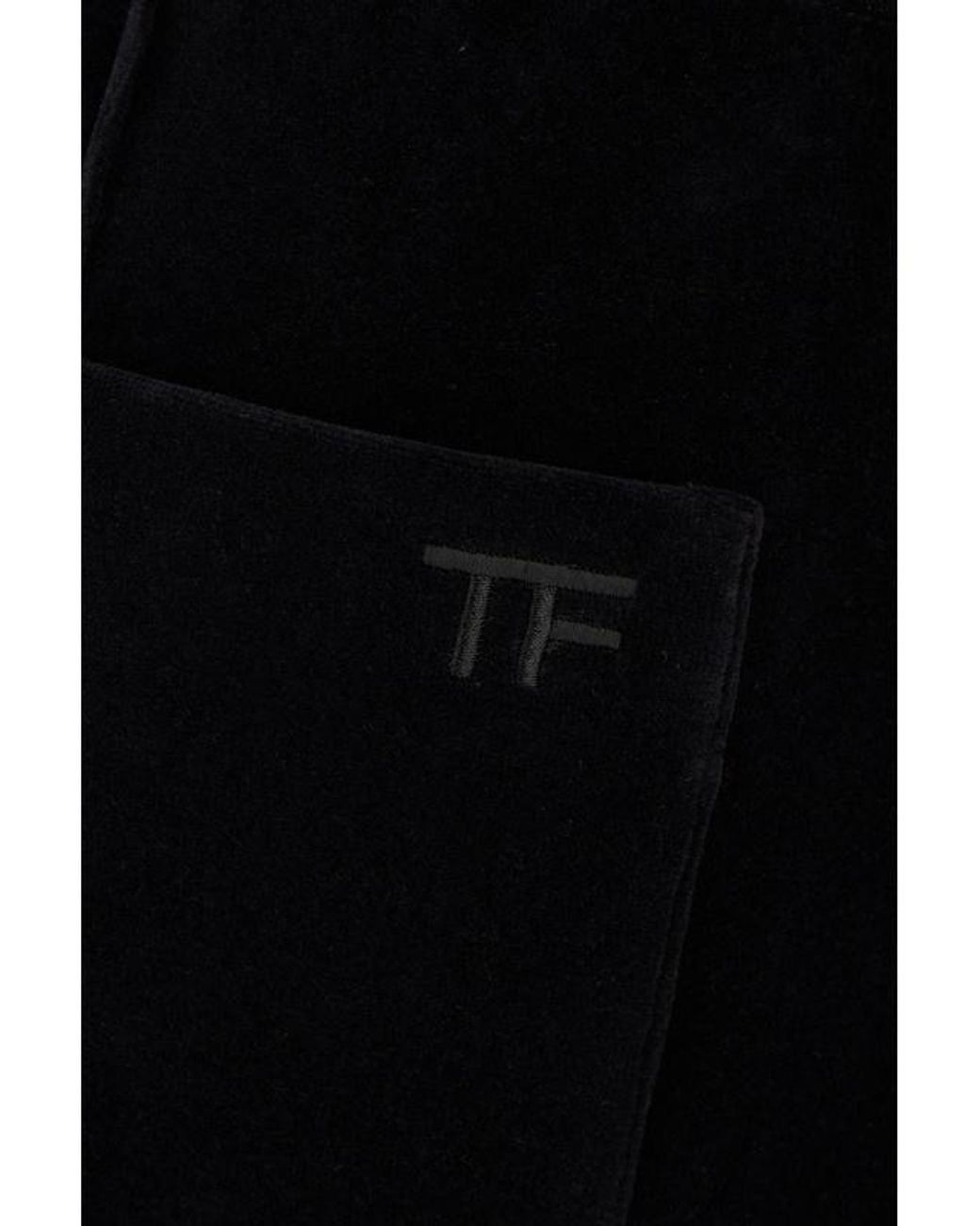 Tom Ford Black Logo-Embroidered Velvet Trousers