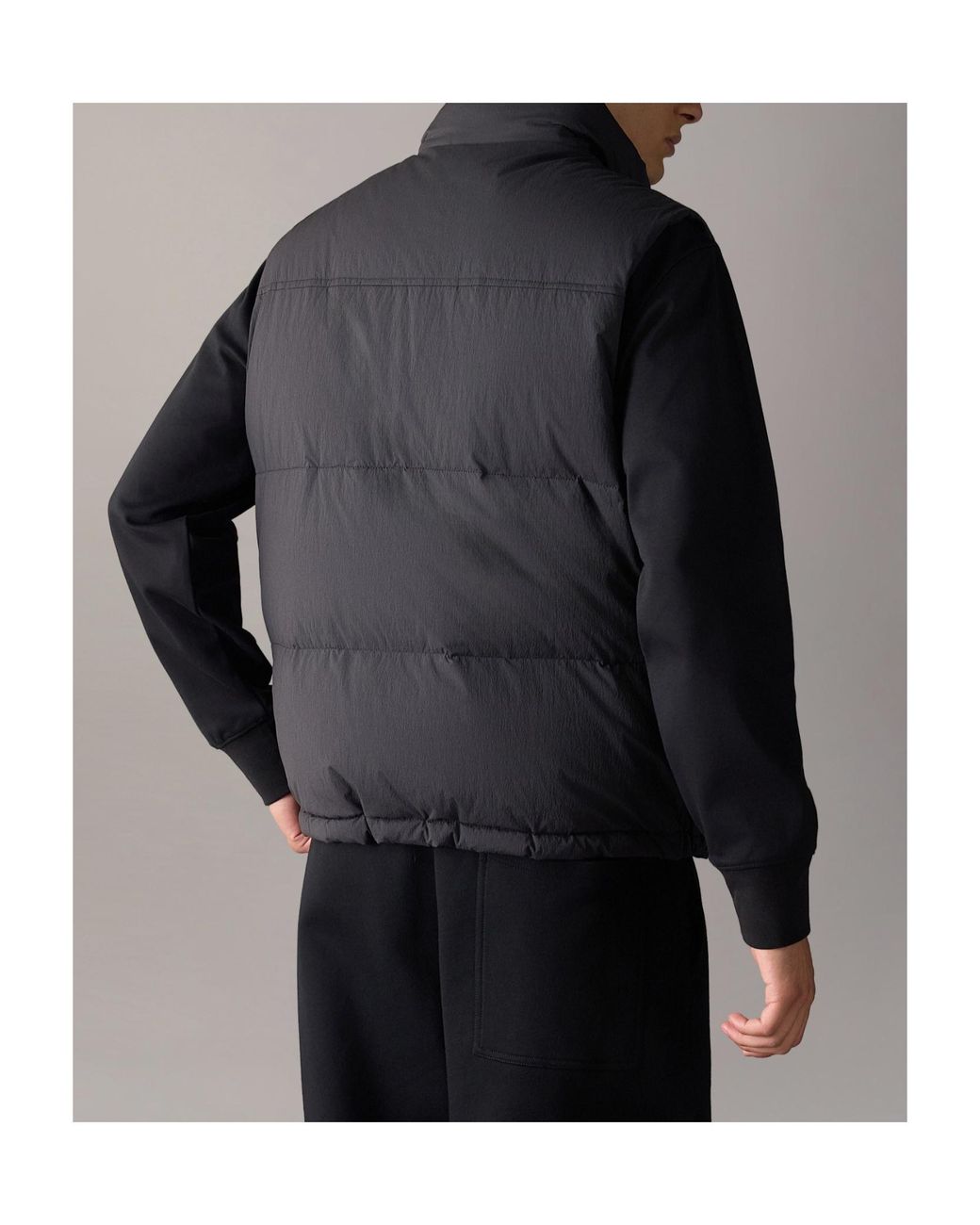 Moose Knuckles Blue Logo Patch Down Gilet for men