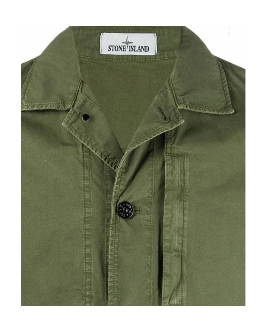 Stone Island Green Logo-Patch Button-Fastening Jacket for men