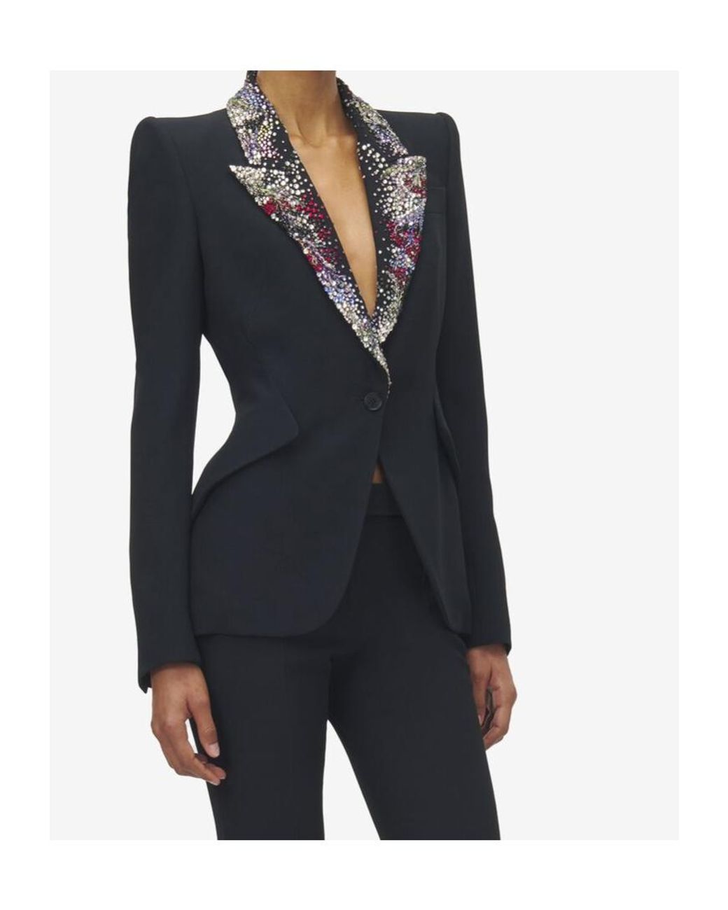 McQueen Black Embellished Collared Jacket