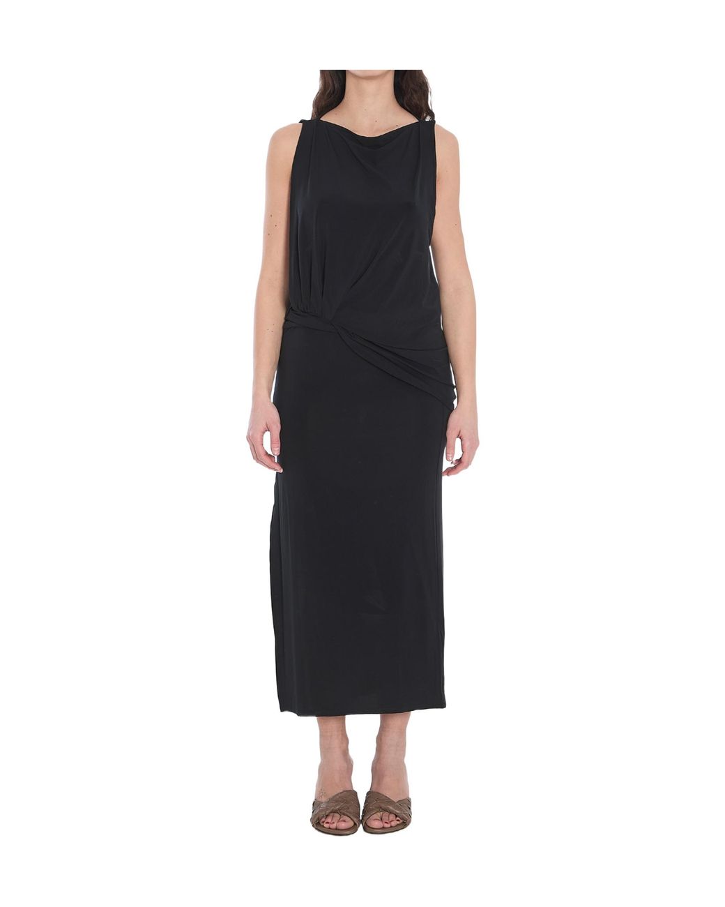 Jacquemus Black Twist Detailed Long Dress