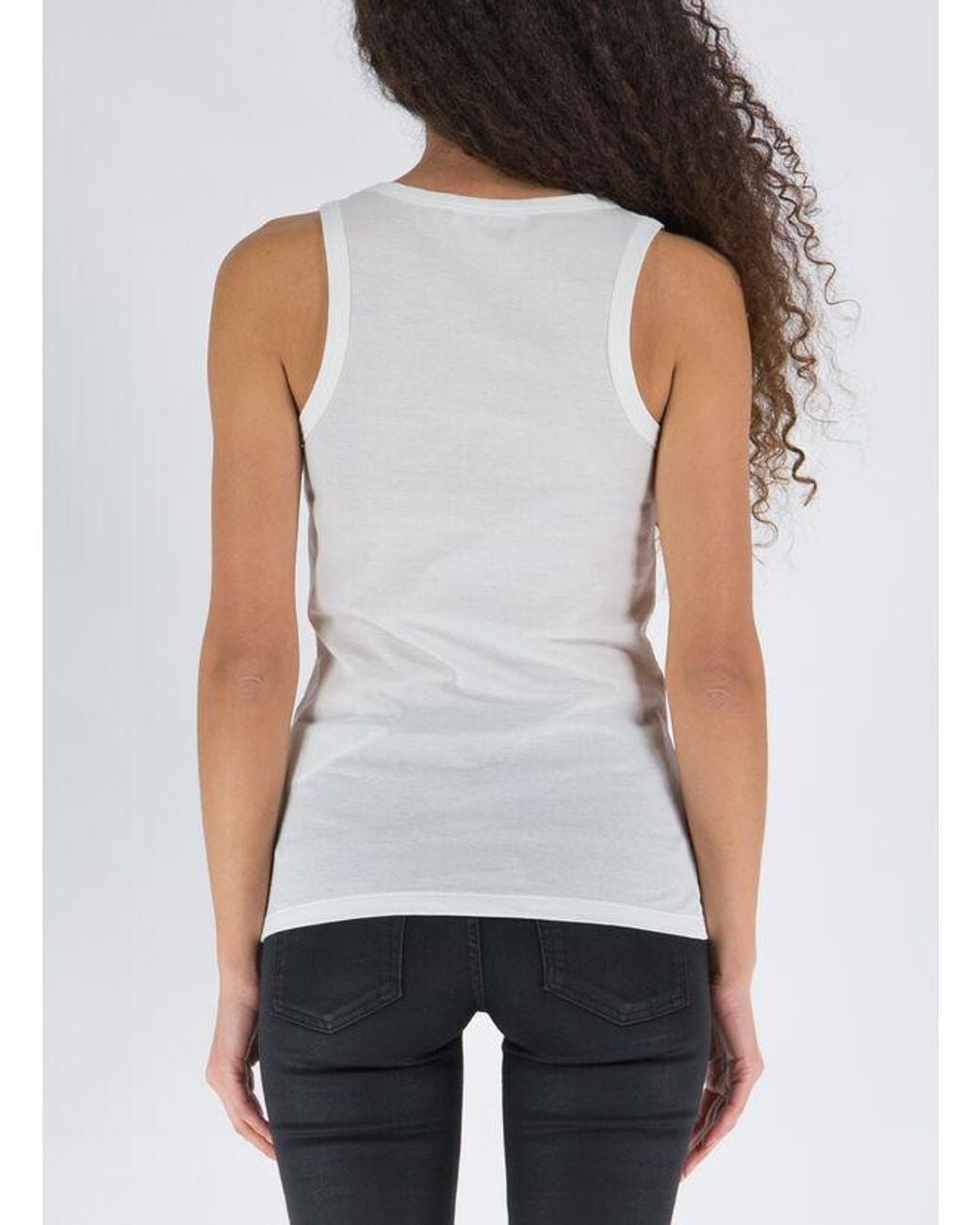 Jil Sander White Logo-Printed Sleeveless Tank Top