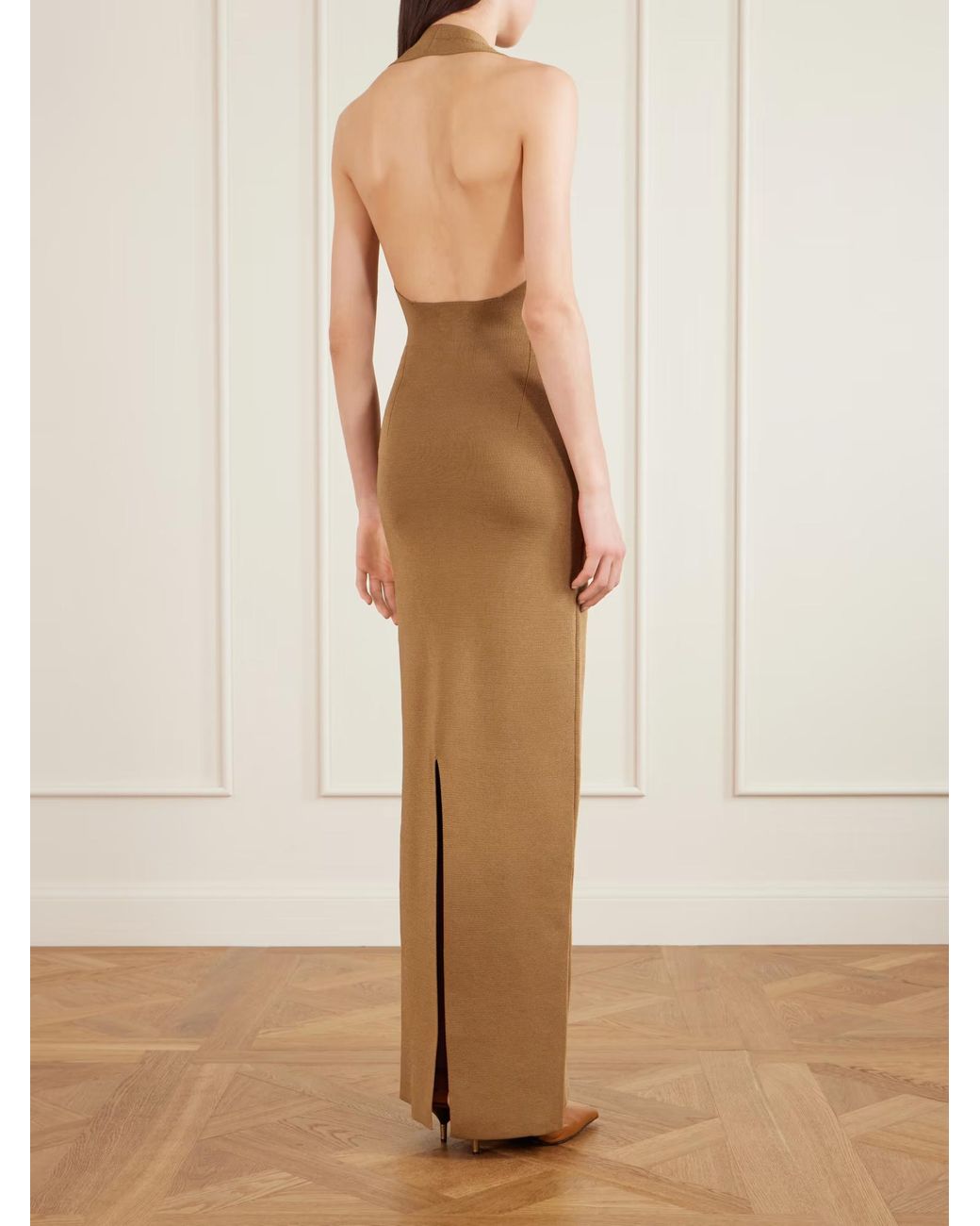 Khaite Natural Mahi Knitted Backless Dress