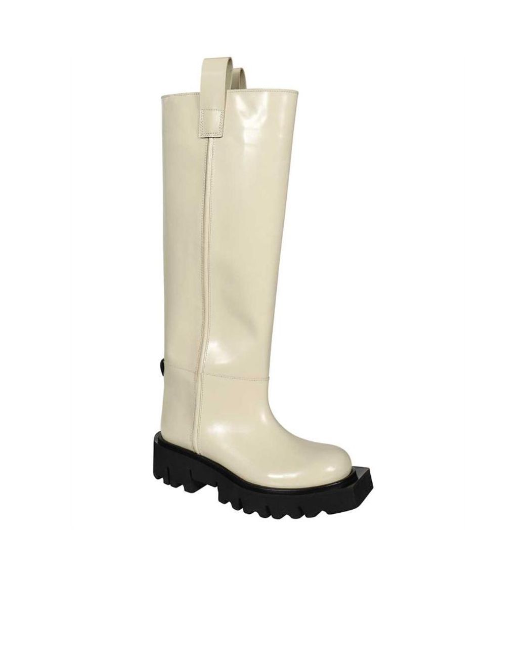 MSGM White Square-Toe Chunky-Sole Boots