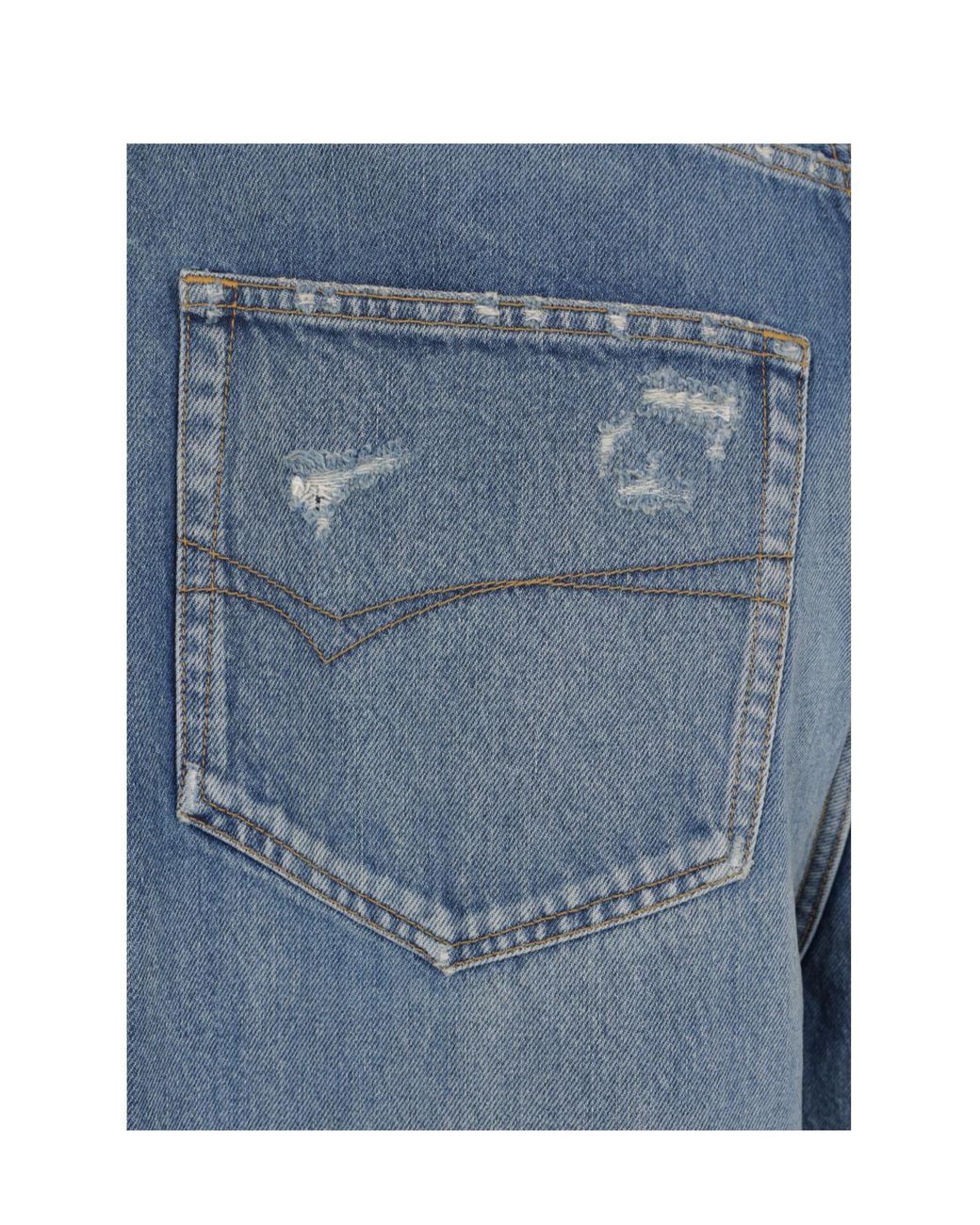 Balenciaga Blue Baggy Distressed Jeans for men