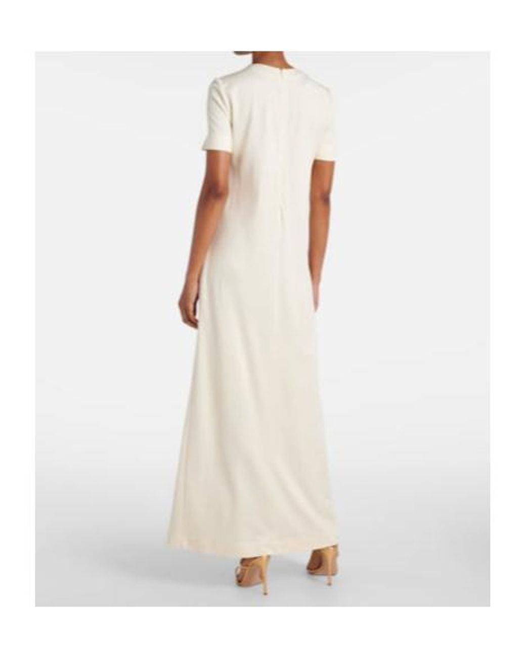 Oscar de la Renta Natural Painted Roses Jersey Maxi Dress