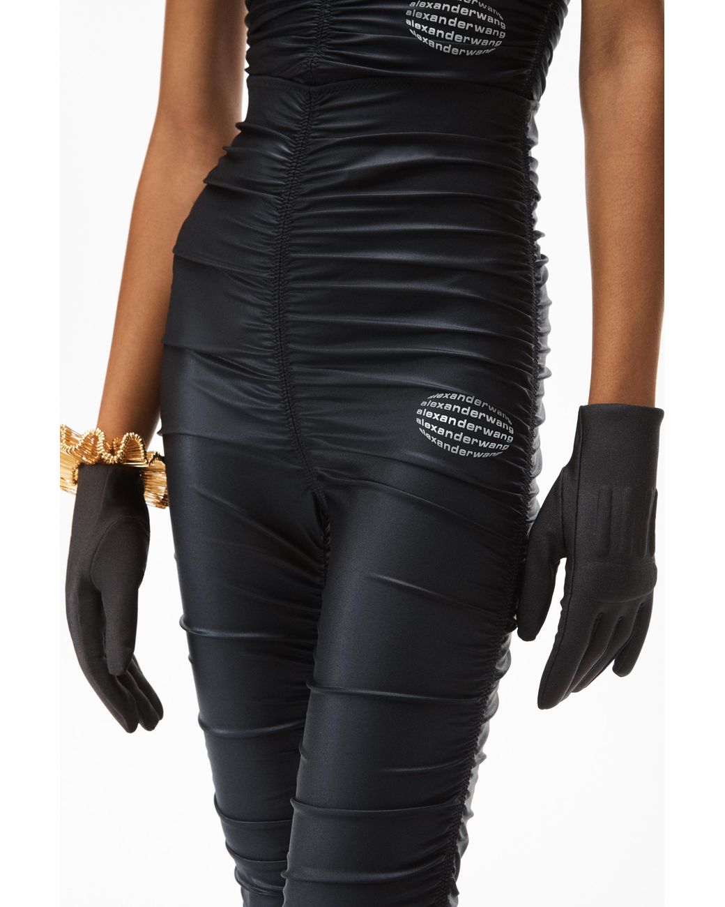 Alexander Wang Black High-Rise Logo Print Leggings