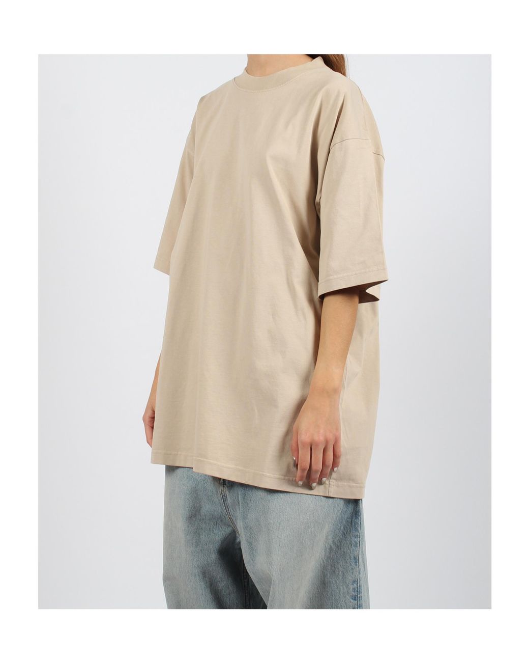 Balenciaga Natural Logo Embellished Large Fit T-Shirt